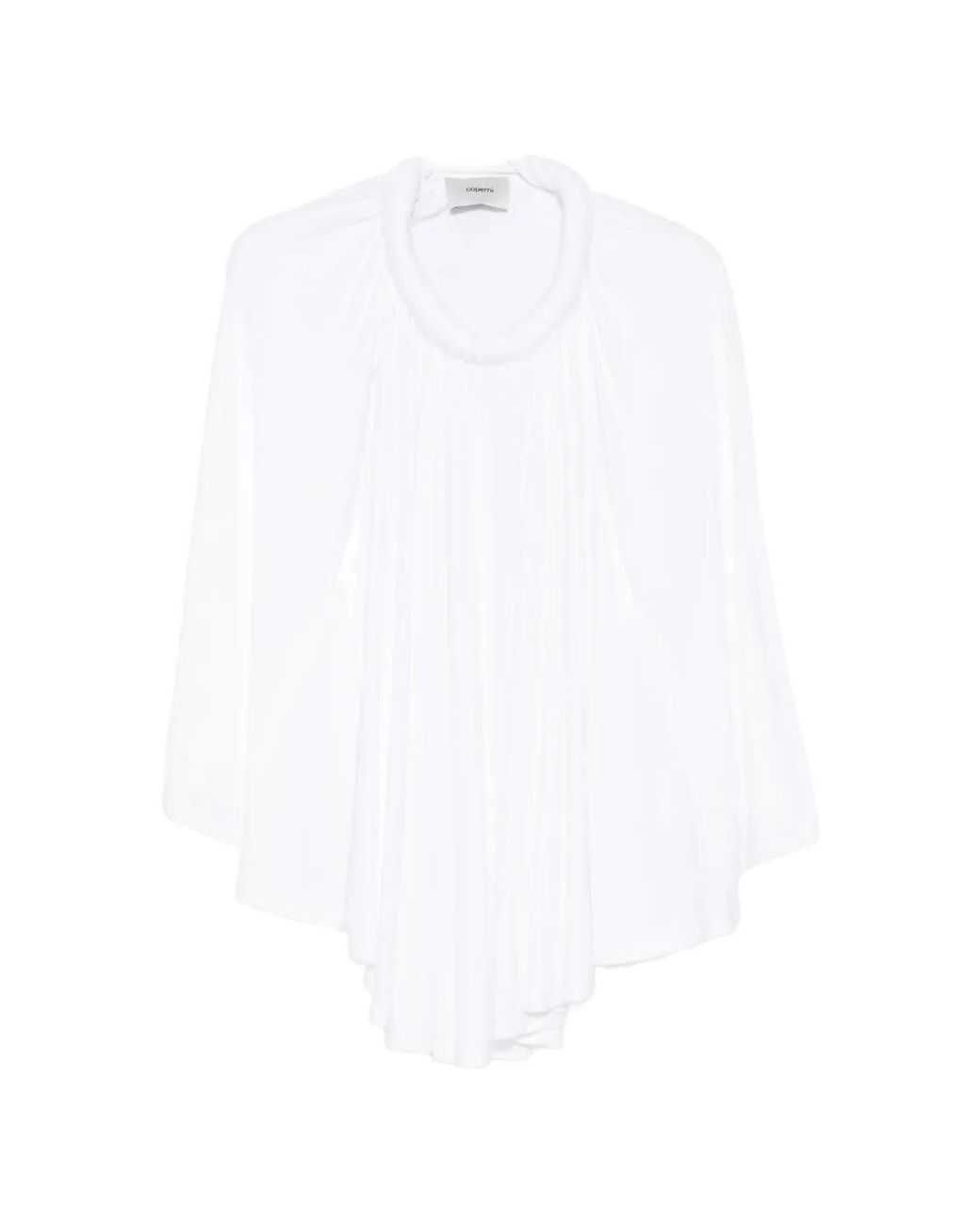 Coperni White Flowing Draped Sleeves Cape Top