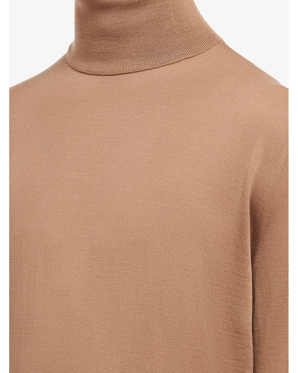 Prada Brown Virgin Wool High-Neck Jumper for men