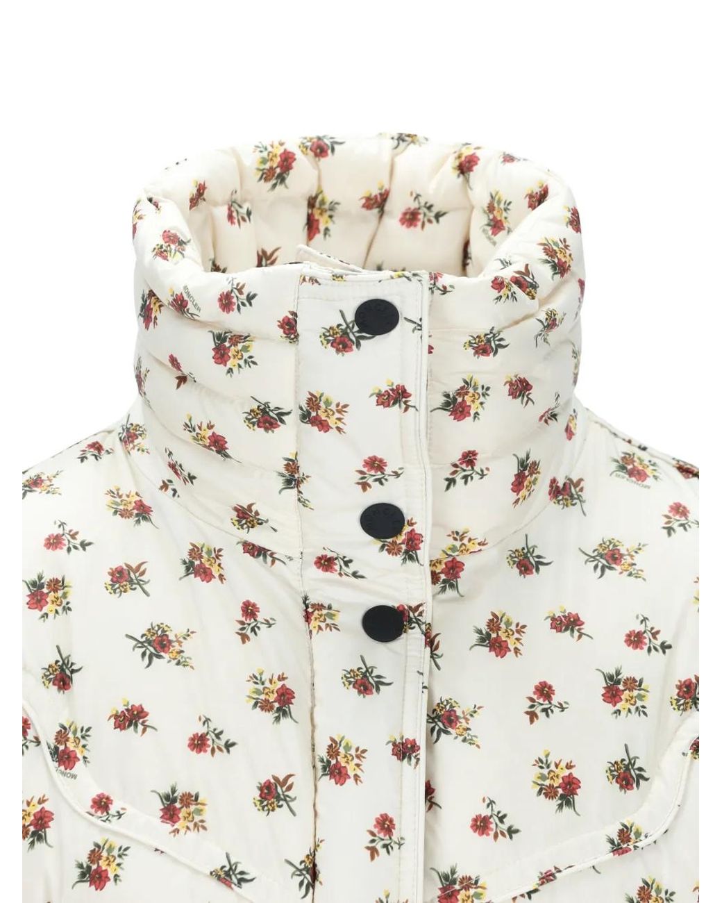 Moncler White Karshi Floral-Print Belted Ski Jacket