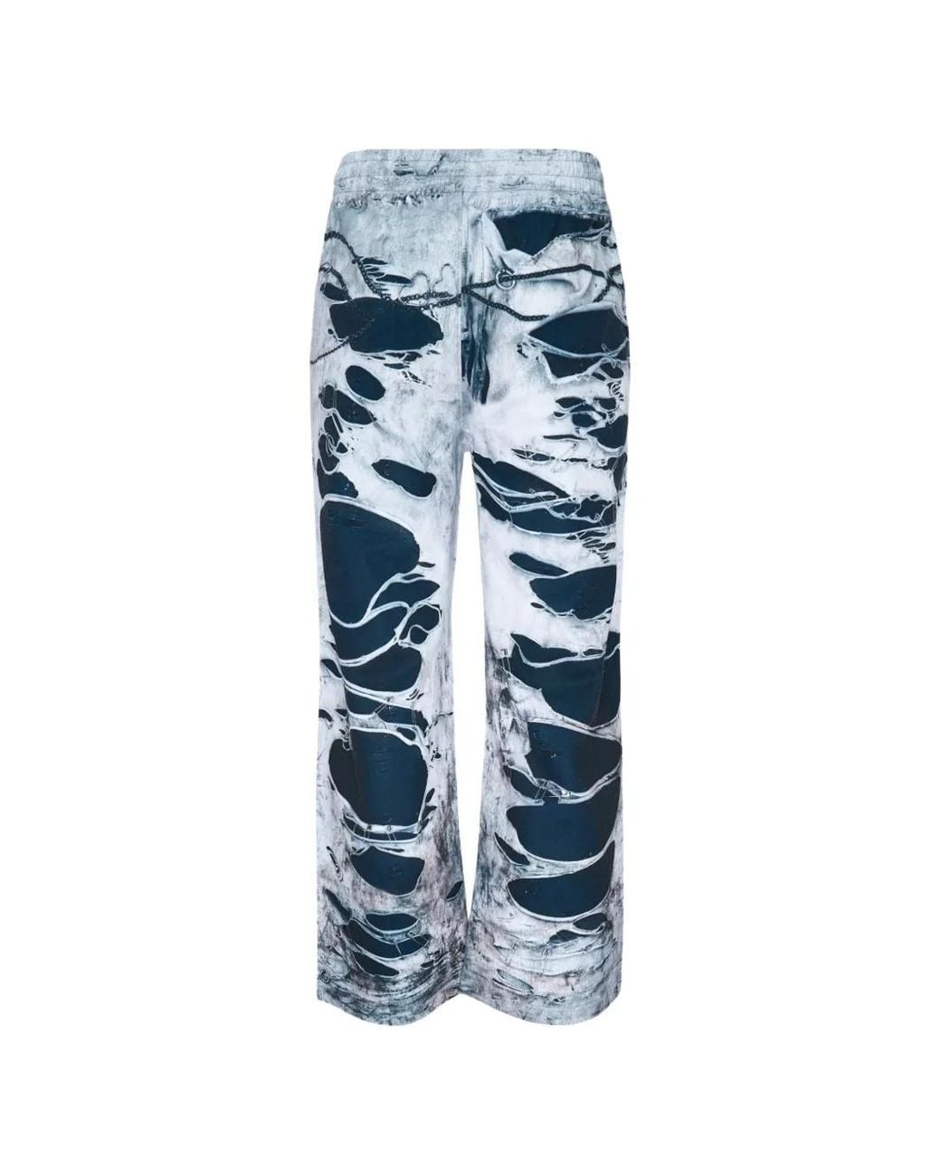 we11done Blue Distressed-Effect Track Pants
