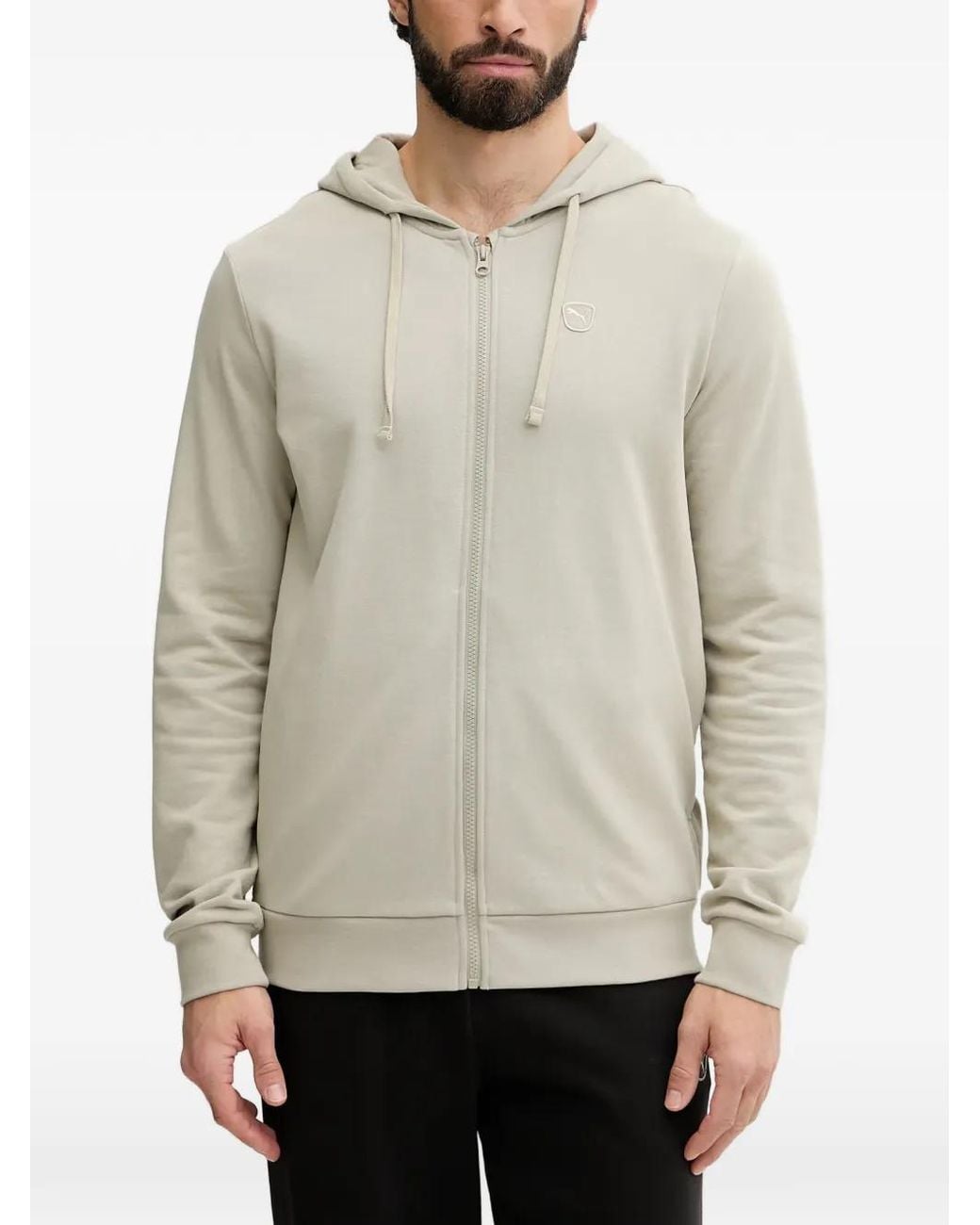 PUMA Gray Zip-Up Drawstring Hoodie for men