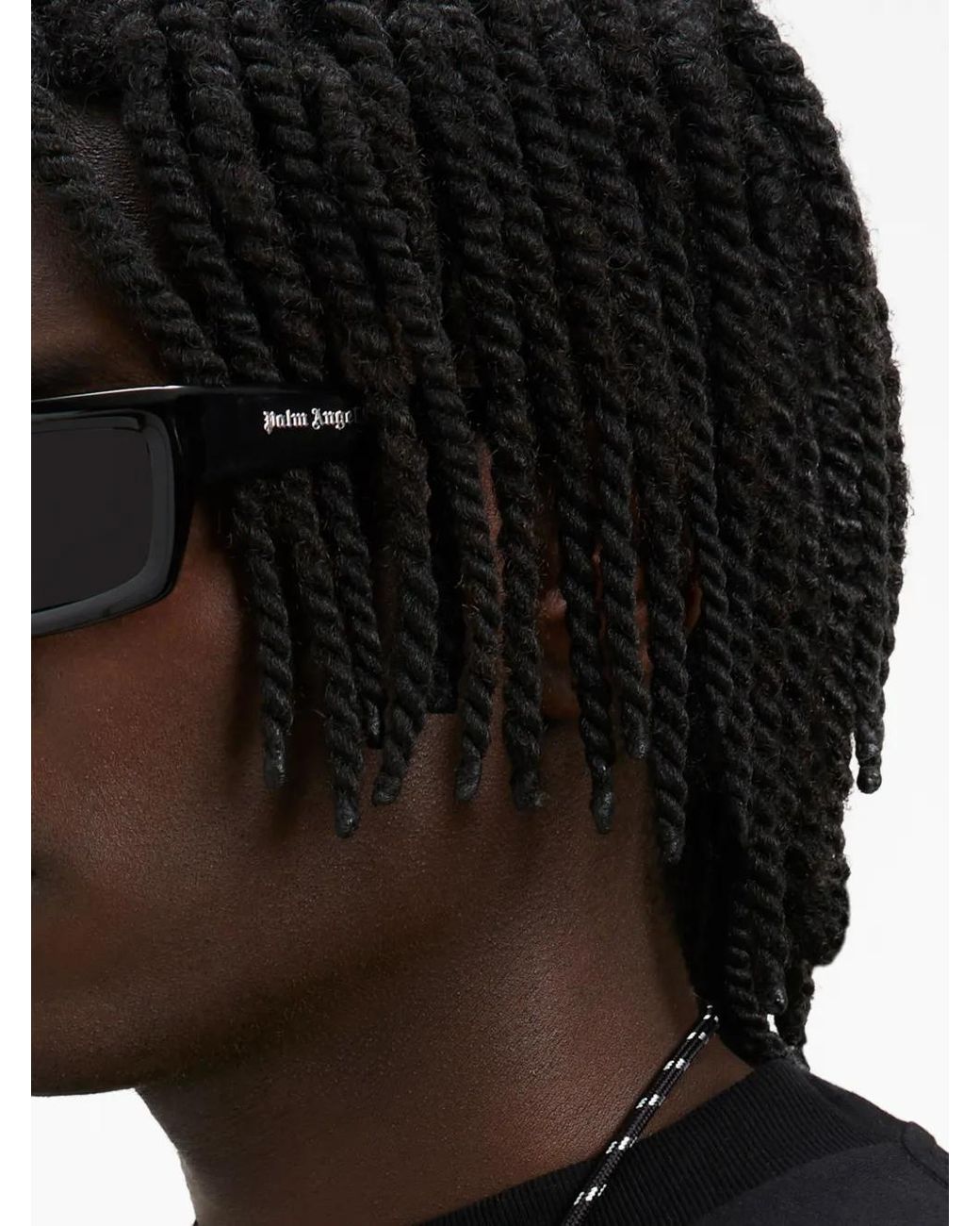 Palm Angels Black Adin Rectangular-Frame Sunglasses