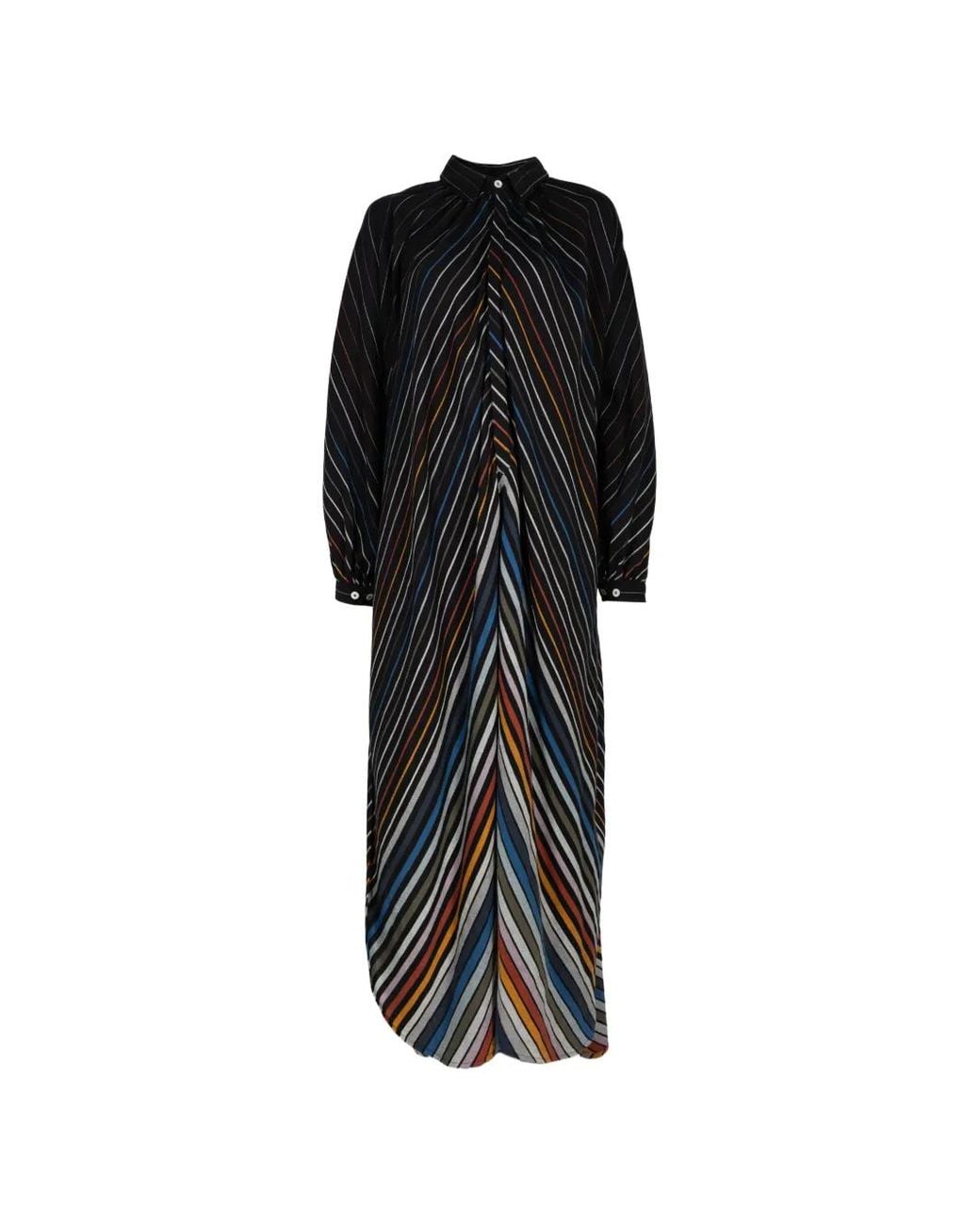 Marrakshi Life Black Striped Long-Sleeve Maxi Dress