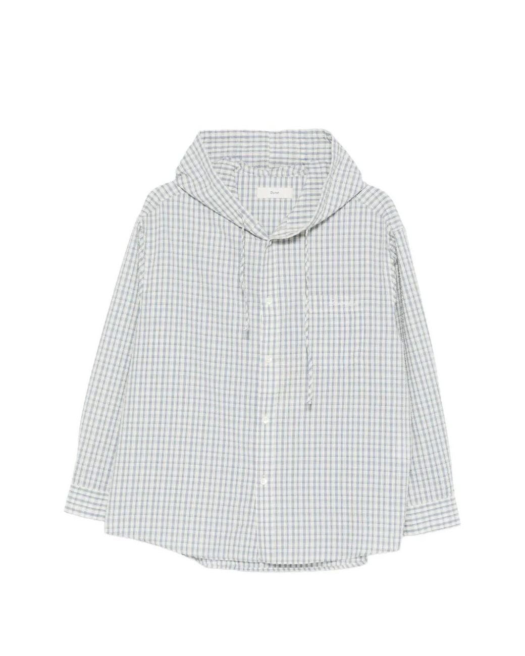 DUNST White Hooded Check Shirt