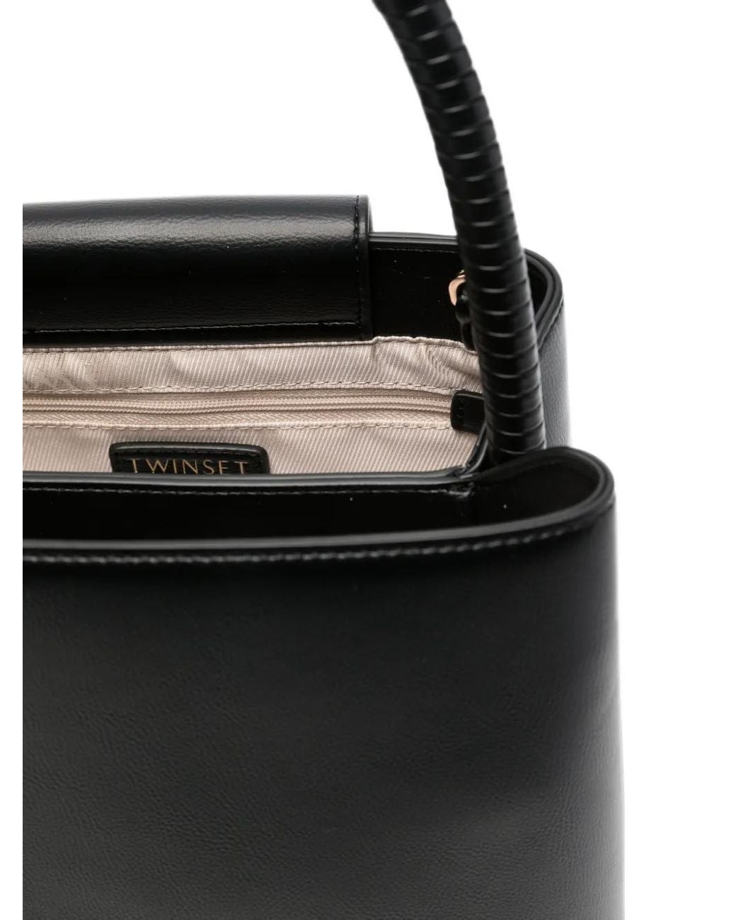 Twinset Black Logo-Plaque Top-Handle Tote Bag