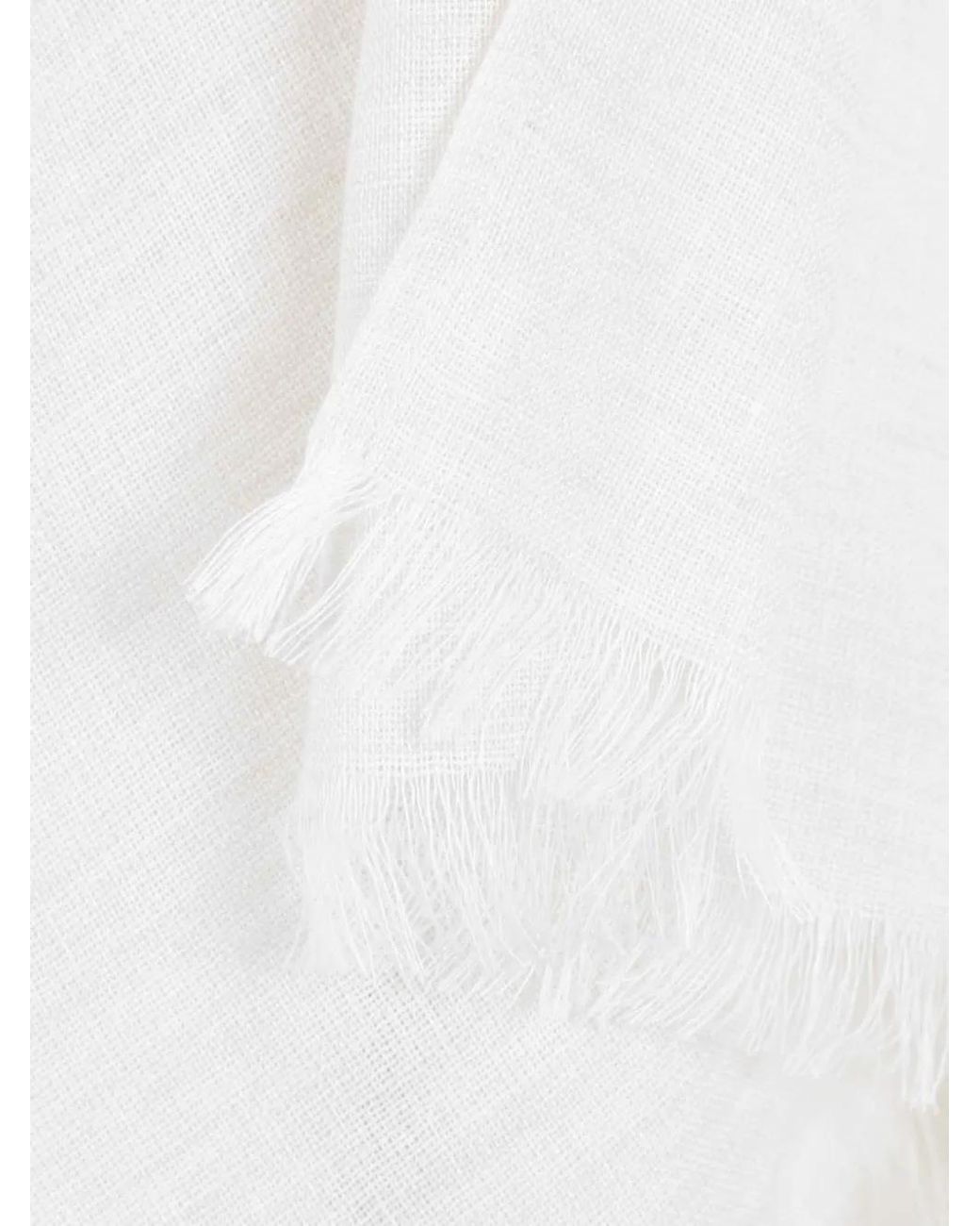 Peserico White Frayed Striped Coat
