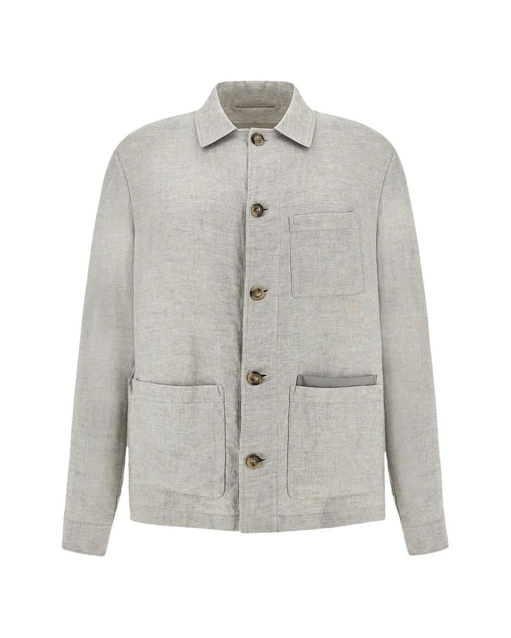 Paul & Shark Gray Linen Overshirt for men
