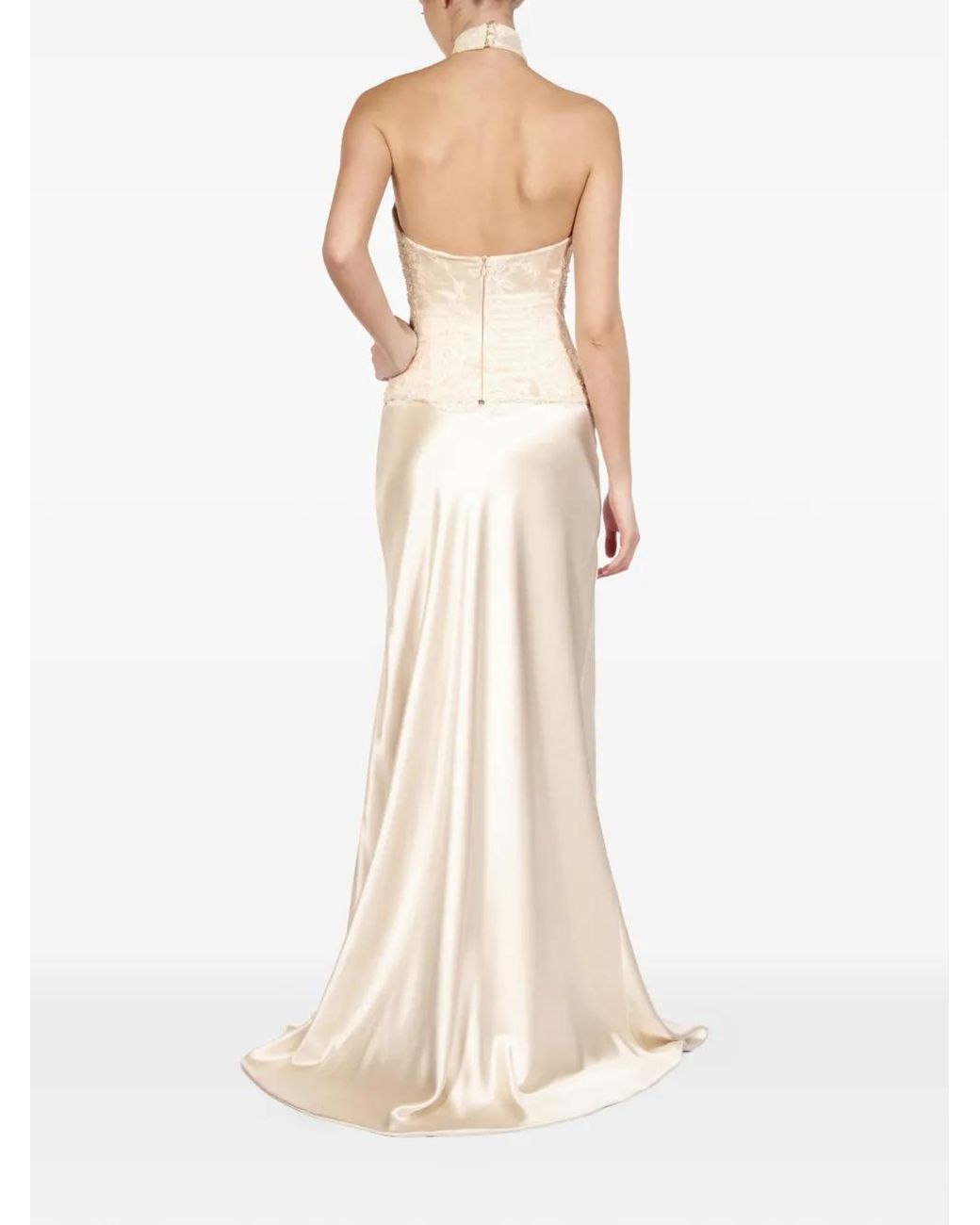 ALEXIA & ANTONIA White Embellished Lace Halter Top