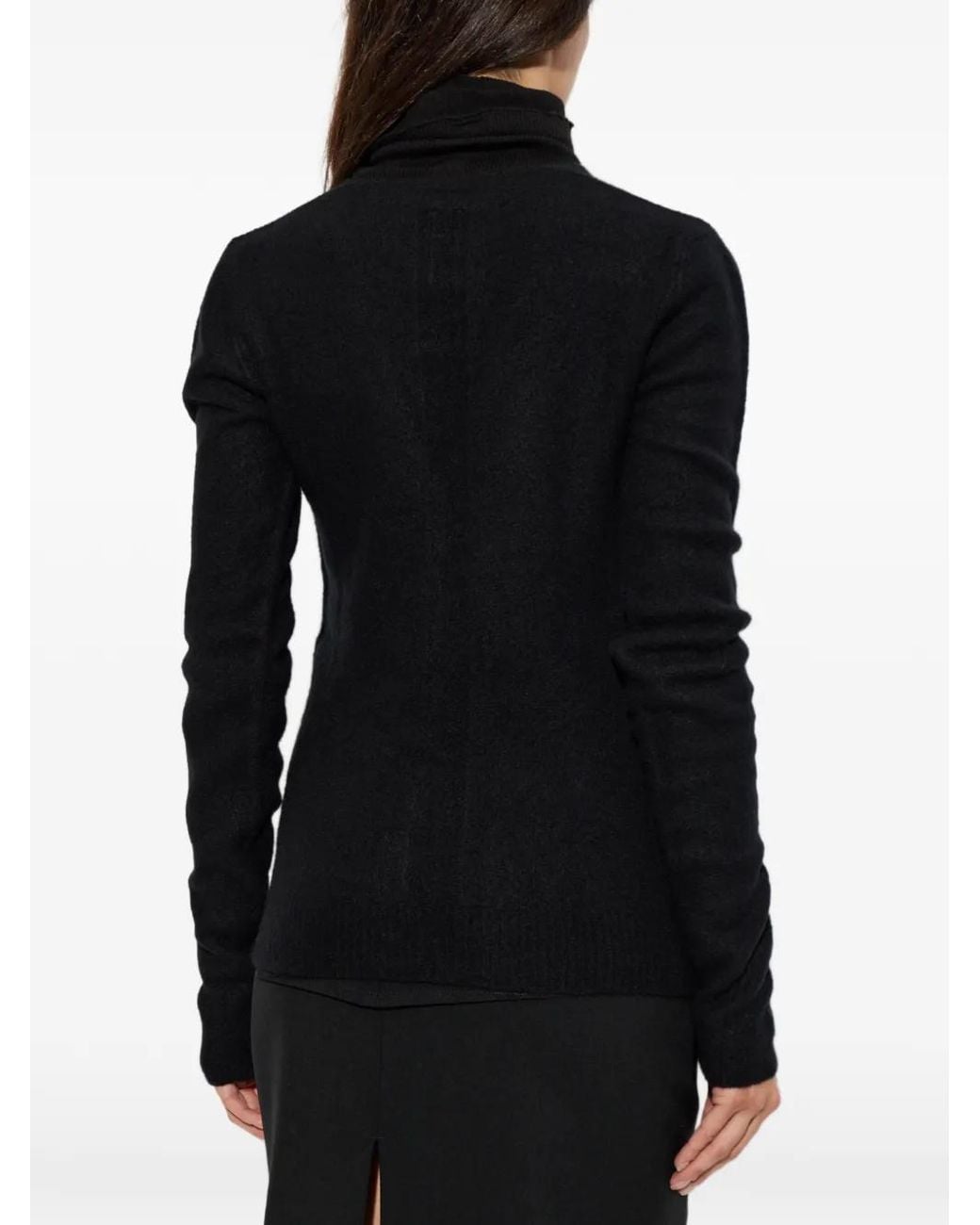 Rick Owens Black V-Neck Cashmere-Blend Sweater