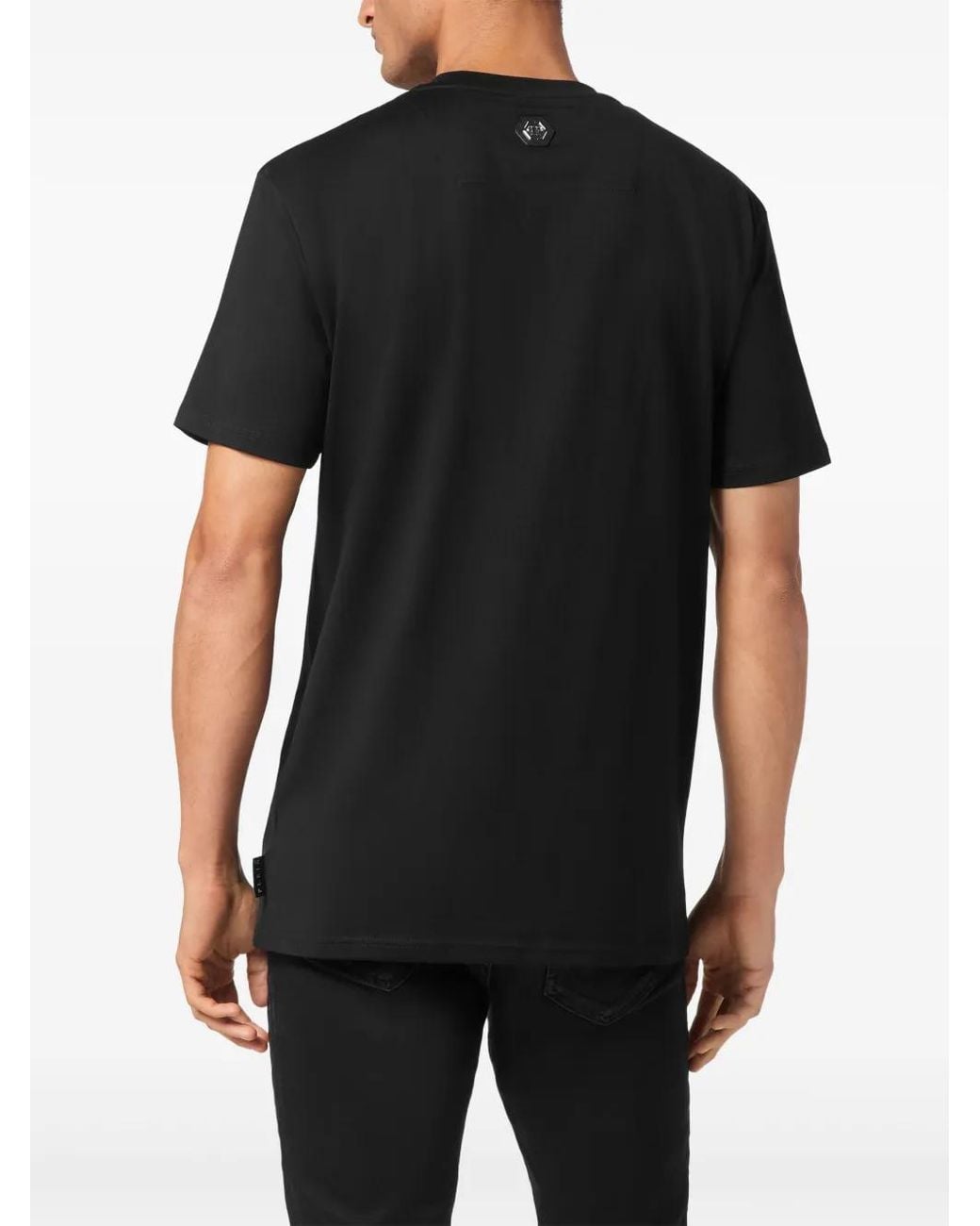 Philipp Plein Black Strass Racing Club T-Shirt for men