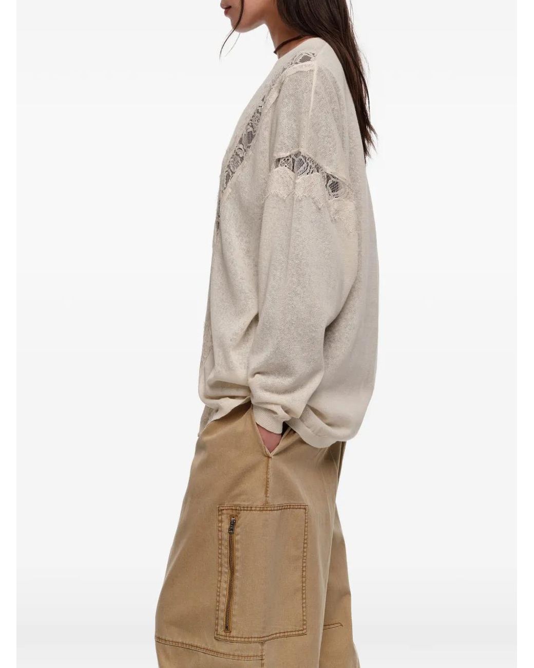 Bimba Y Lola White Lace-Trim Cardigan