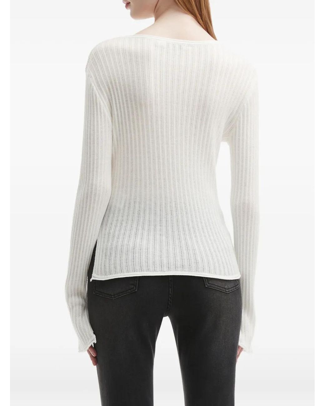 B+ AB White Ribbed-Knit Top