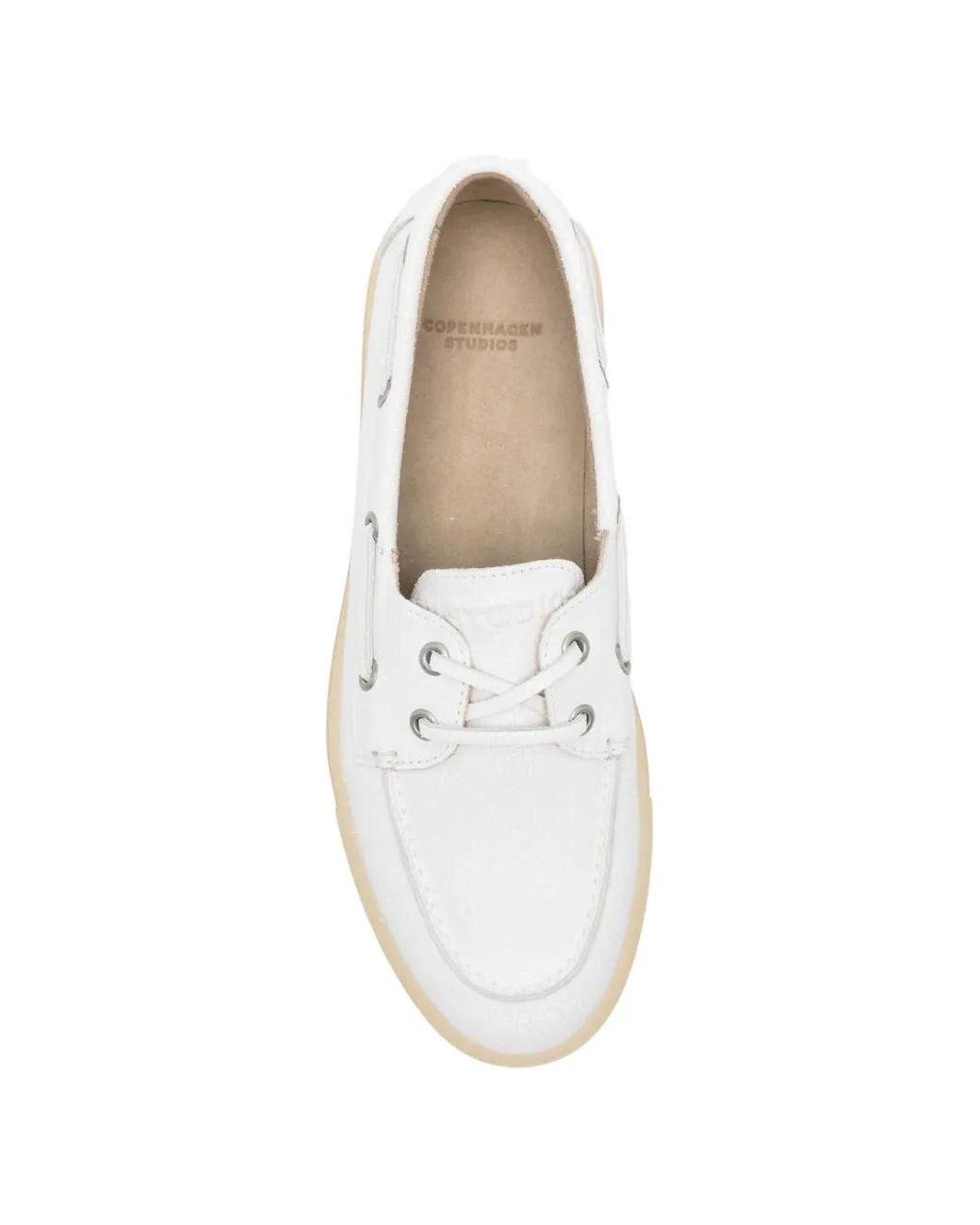 COPENHAGEN White Tie-Fastening Leather Loafers