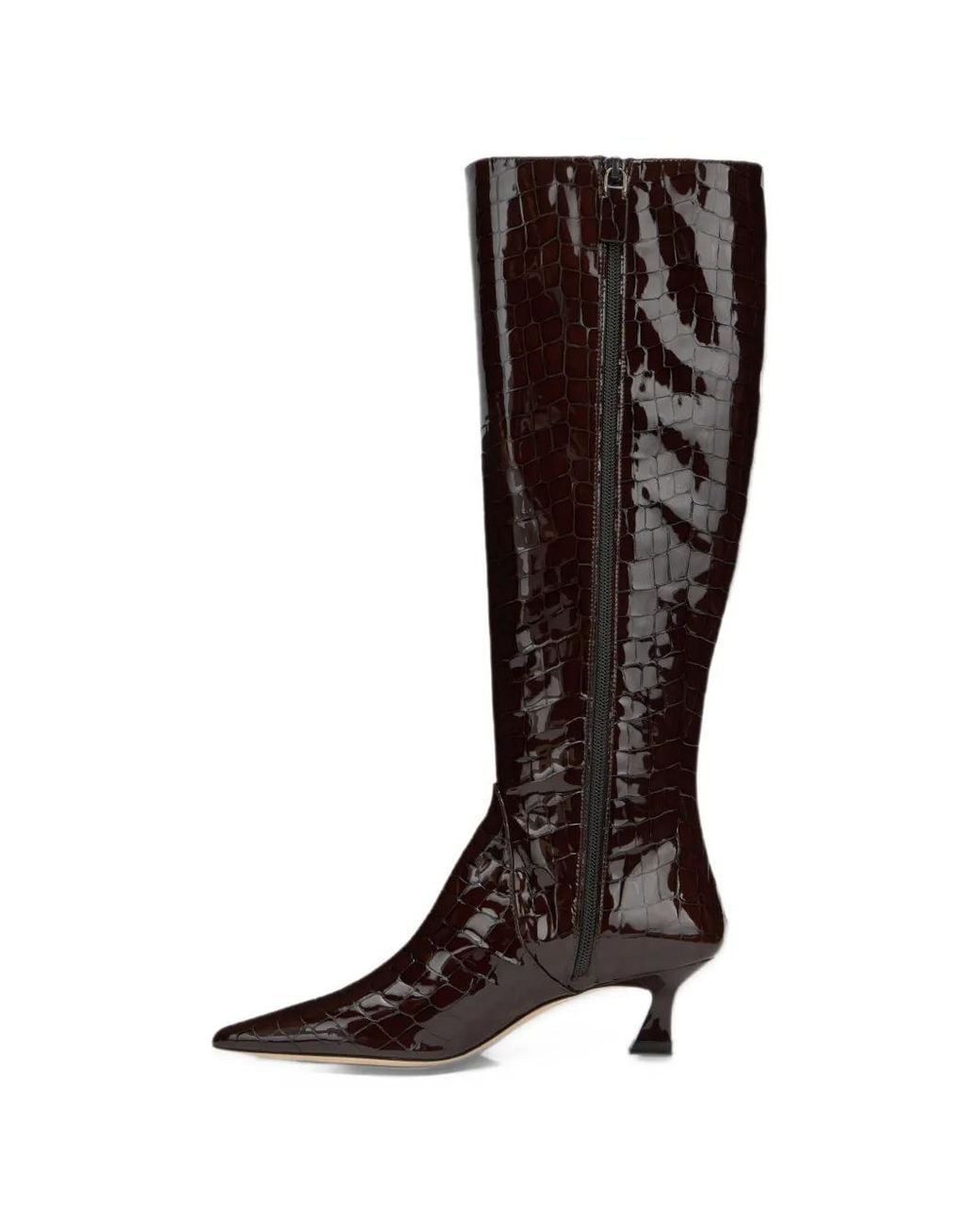 Stuart Weitzman Black Vinnie Zip Croc-Effect Leather Boots