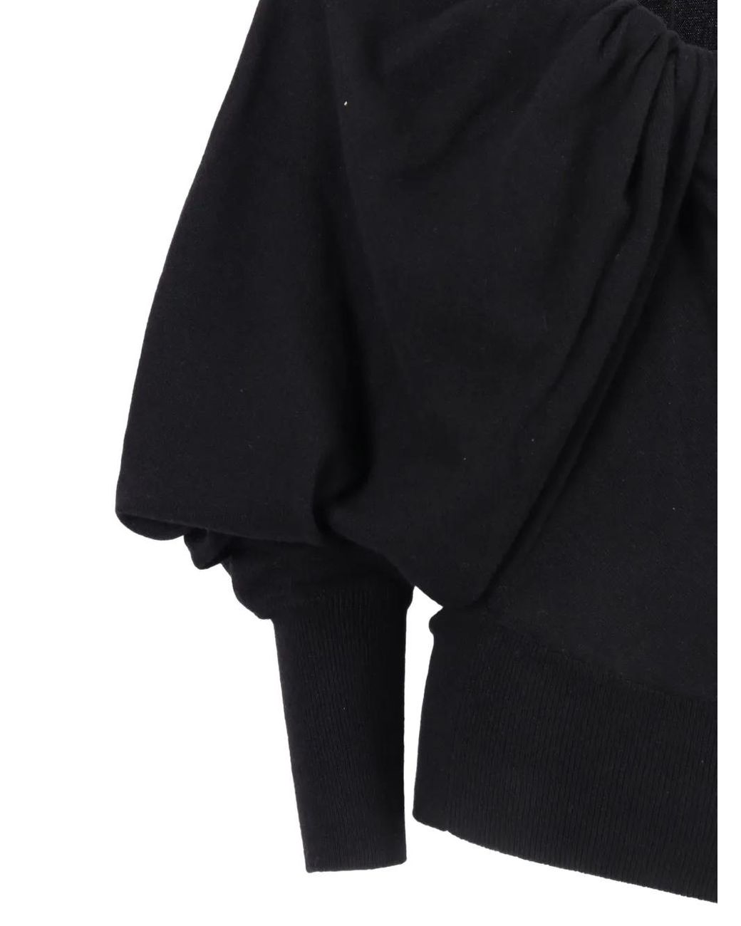 Alberta Ferretti Black Draped Twisted Front Top With Voluminous Sleeves