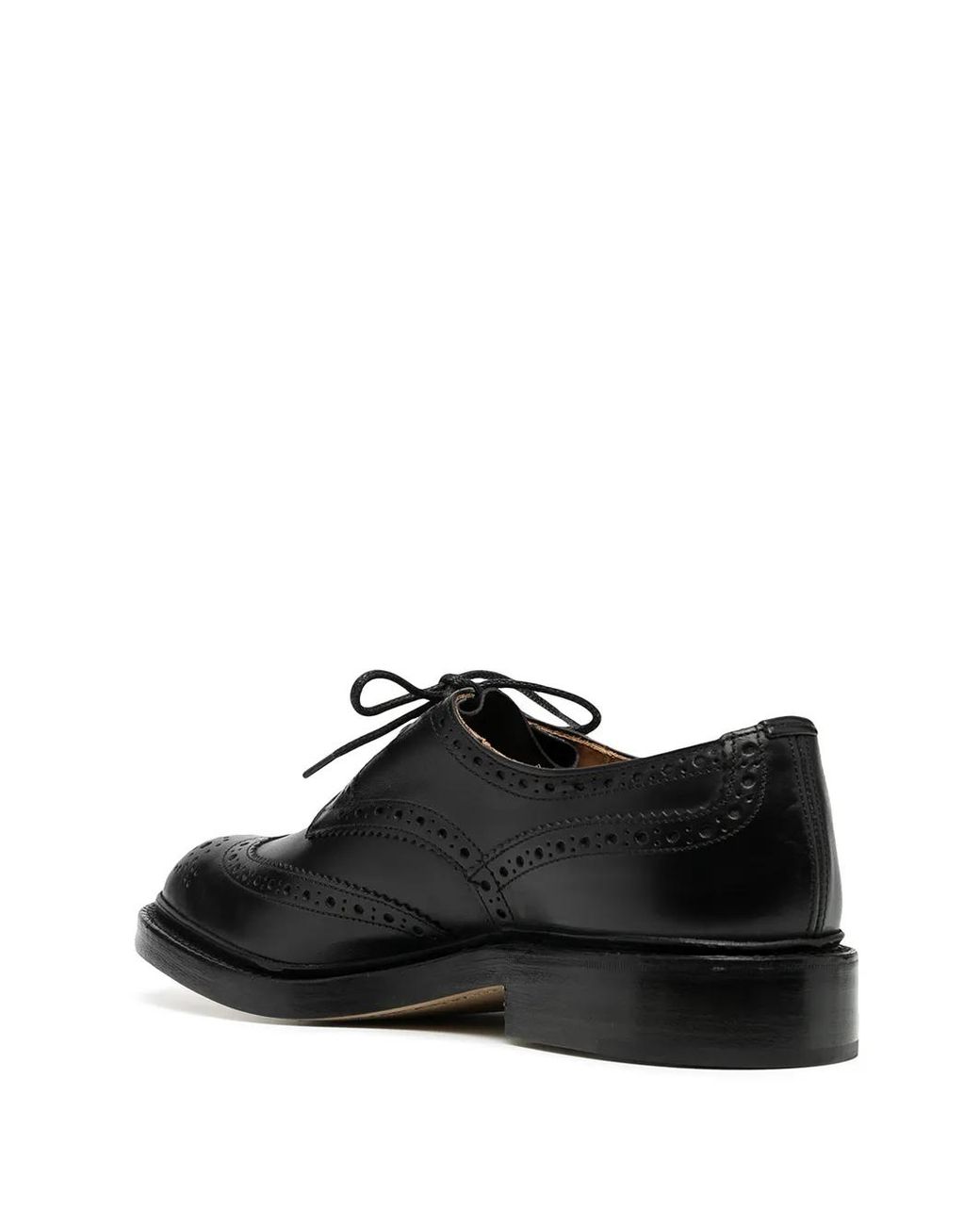 Tricker's Black Tricker's Bourton Leather Brogue Shoes for men