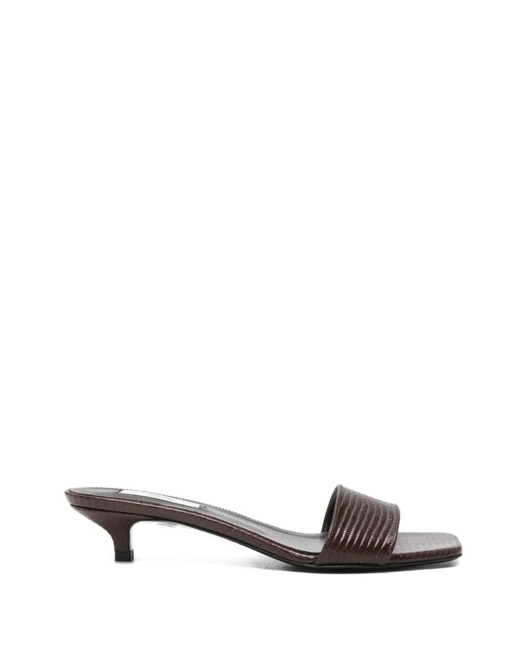 Totême White Slim Lizard-Embossed Bandeau Mules