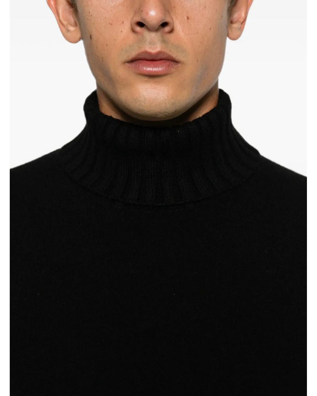 Magazzino Ricambi Black Ribbed-Knit Roll-Neck Sweater for men