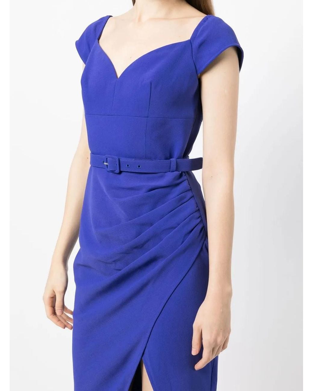 Self-Portrait Blue Cobalt Crepe Midi Dress