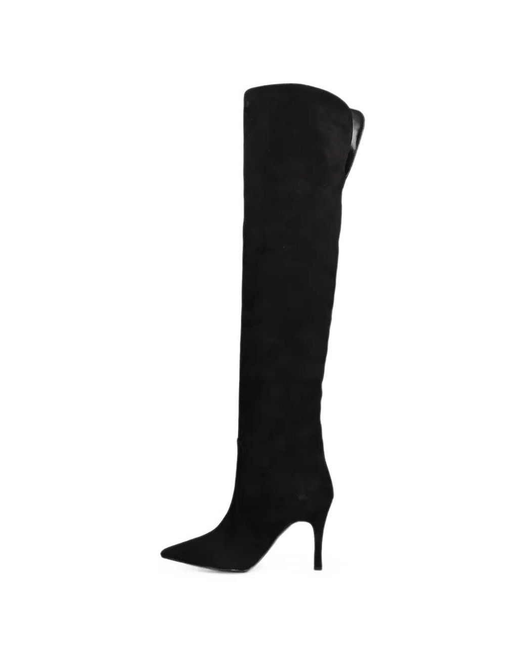 BIANCADI Black Pointed-Toe Over-The-Knee Boots