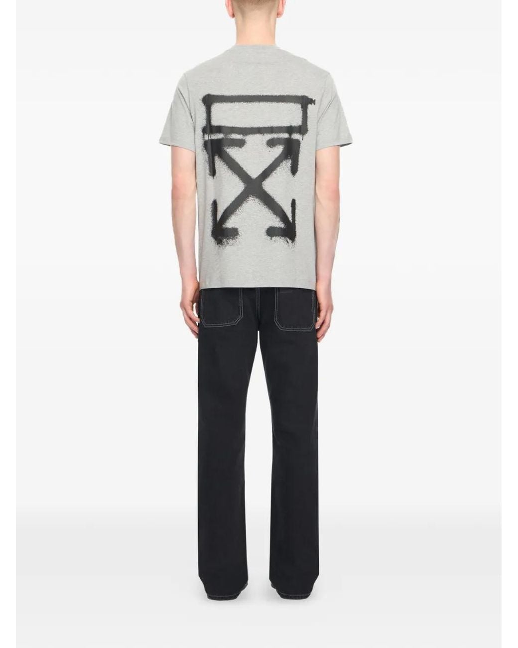 Off-White c/o Virgil Abloh Gray Logo-Print T-Shirt for men