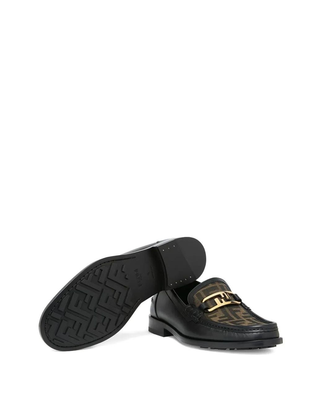 Fendi Ff-Logo Leather Loafers in Black for Men | Lyst display picture 1