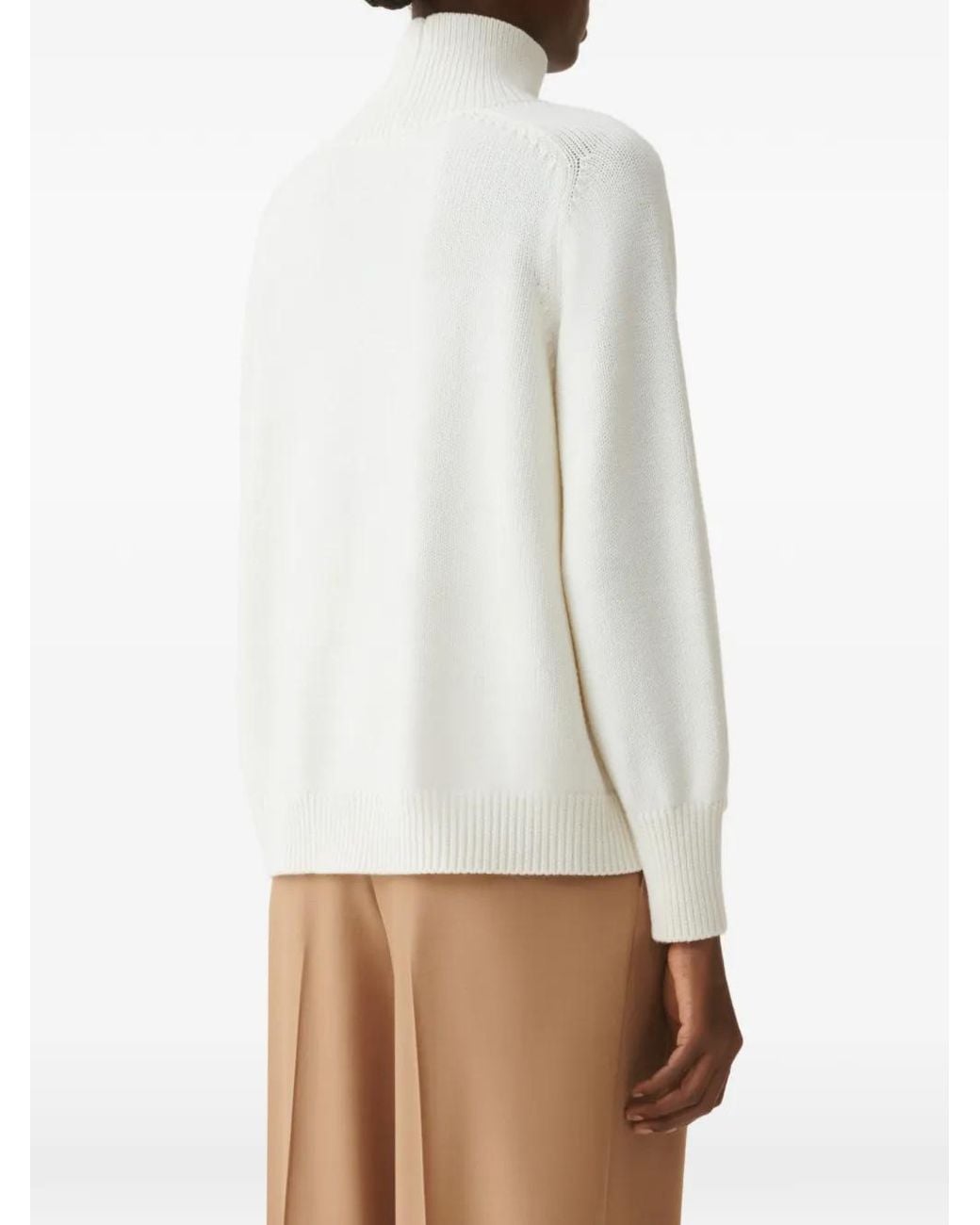 Fabiana Filippi White Logo-Plaque Roll-Neck Sweater