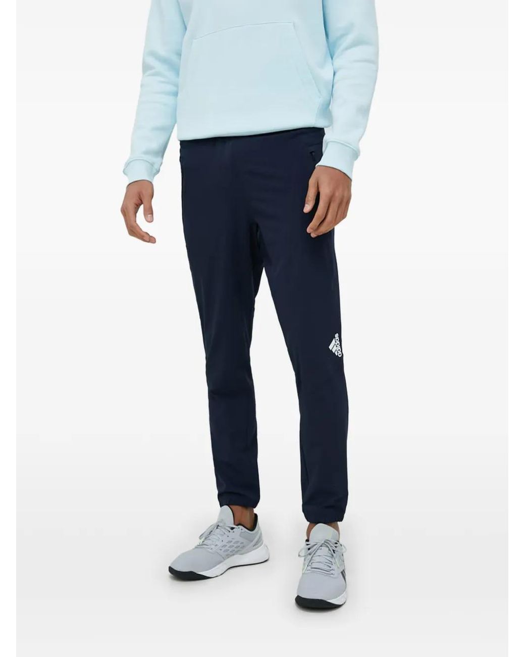 Adidas Blue Logo-Print Track Pants for men