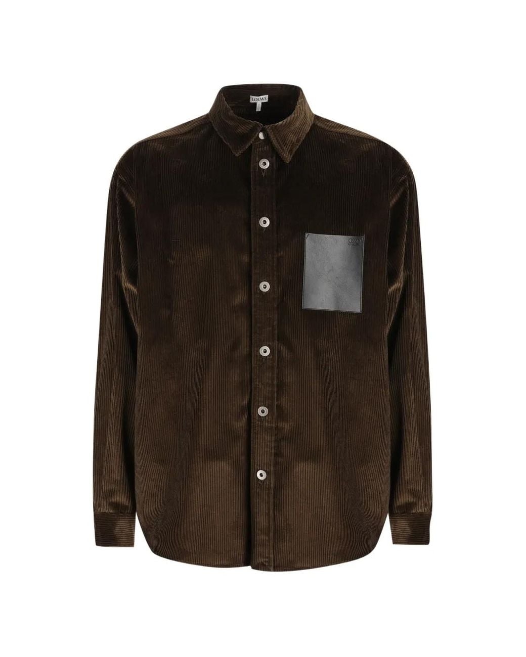 Loewe Brown Corduroy Button-Up Shirt With Patch Pocket for men