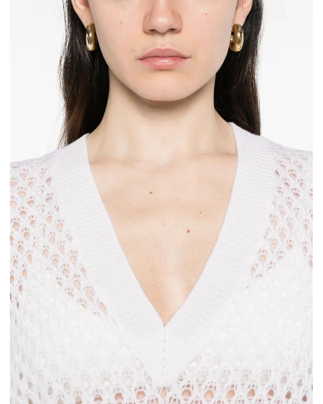 Allude Hemd Met V-Hals in het White