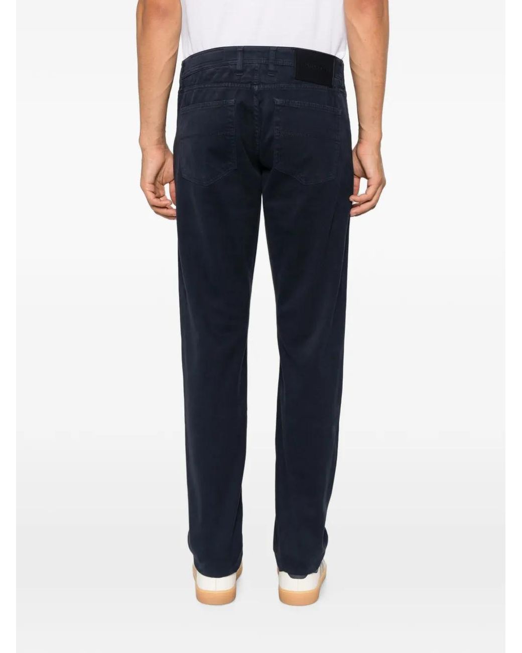 Sartoria Tramarossa Blue Michelangelo Logo-Patch Trousers for men