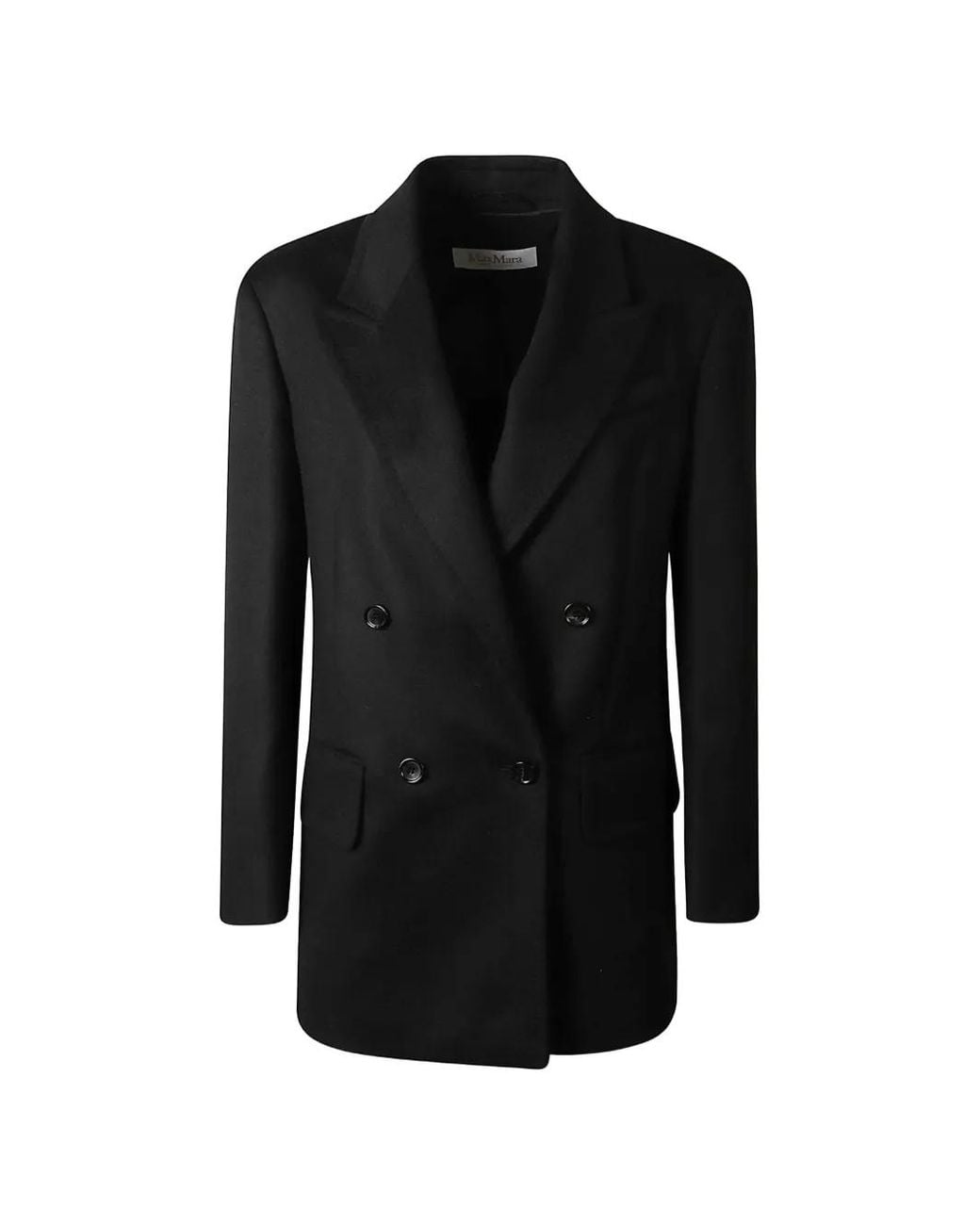Max Mara Black Double-Breasted Peak-Lapels Jacket