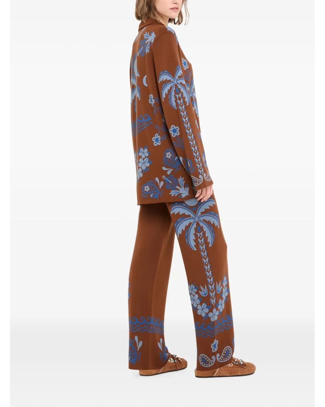 Alanui Brown Island Roots Jacquard-Knit Shirt