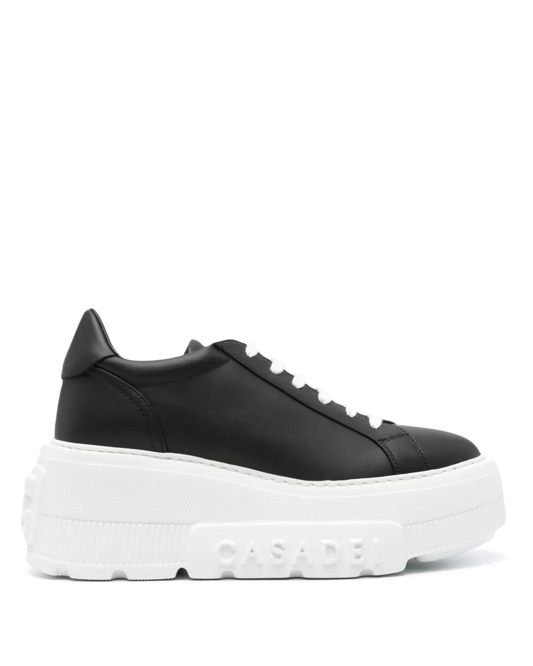 Casadei Black Nexus Leather Wedge Sneakers
