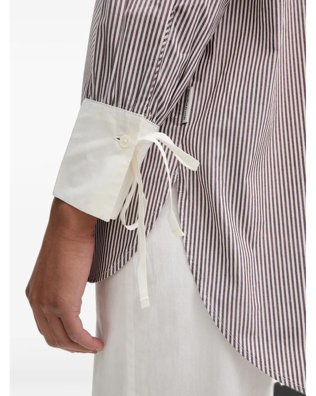 Marc O' Polo Gray Chemise Rayée À Poignets Noués