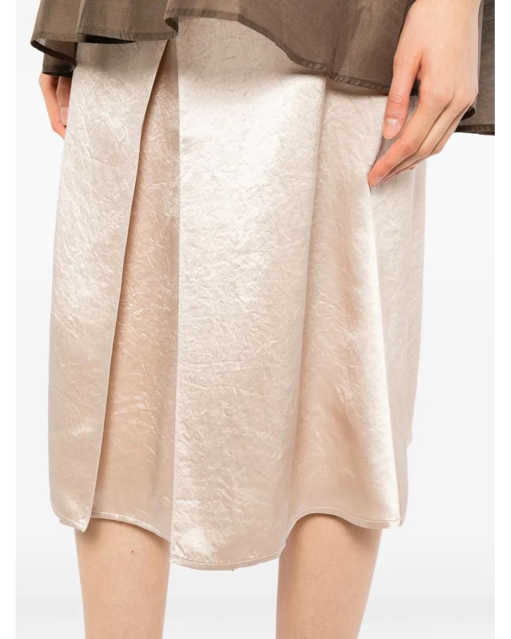 COTEMP White Satin-Finish Slit-Detail Skirt