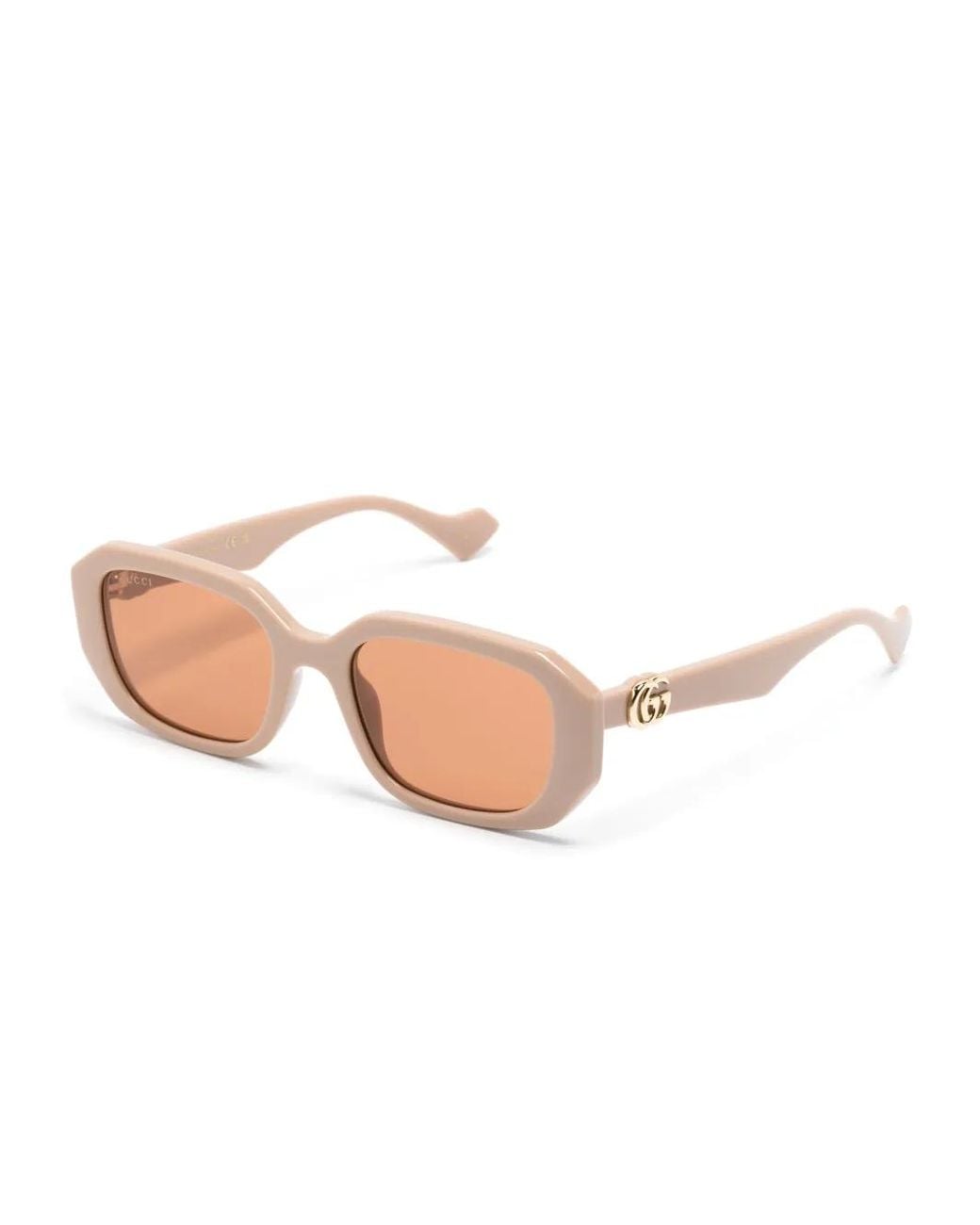 Gucci Pink Double-G Geometric-Frame Sunglasses