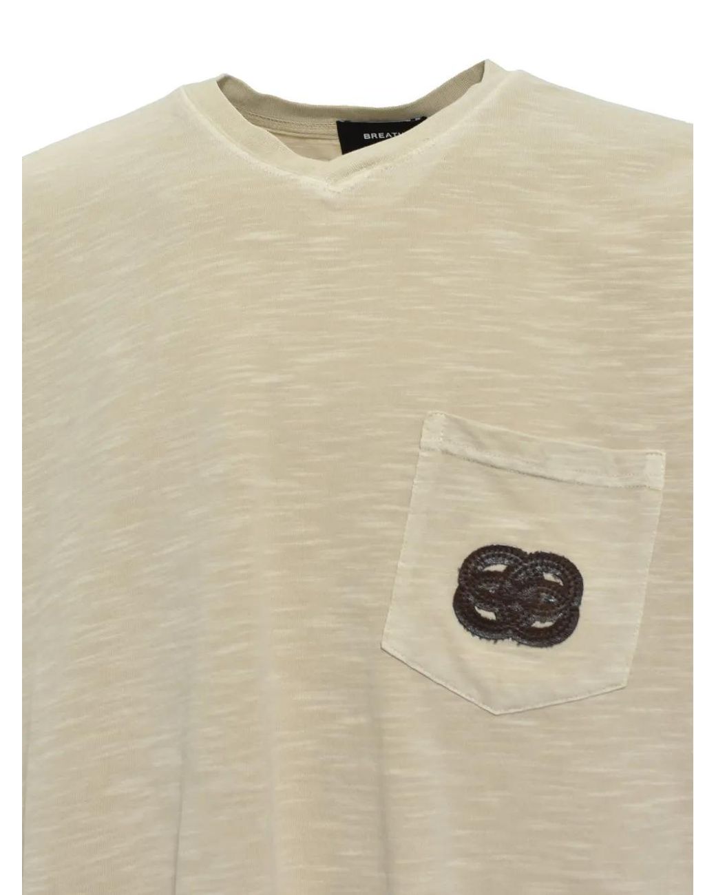BREATH Natural T-Shirt À Col V Et Patch Aigle for men