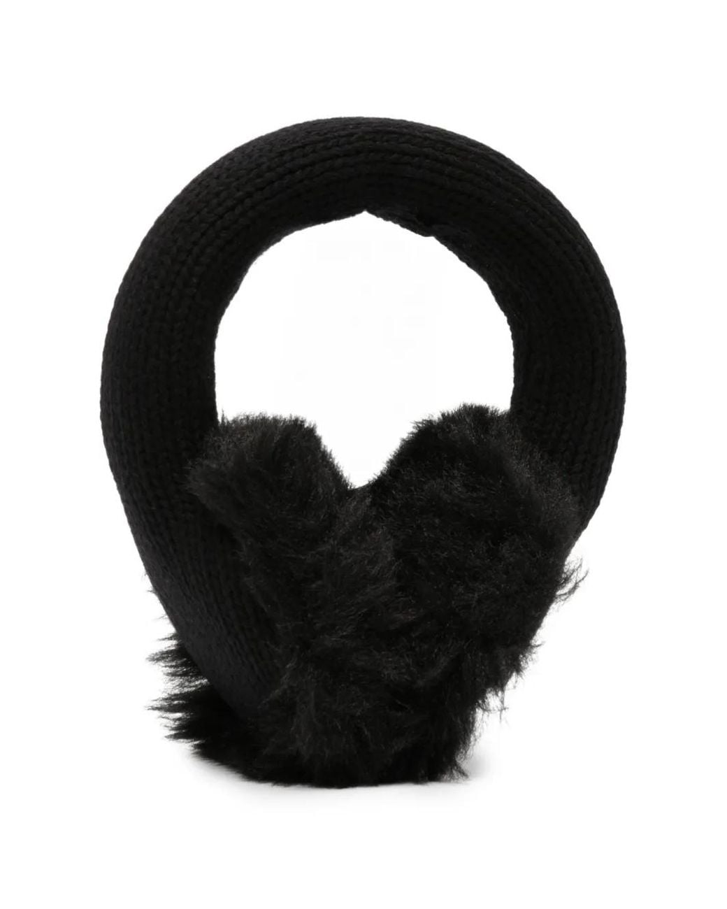 Moncler Black Chunky-Knit Faux-Fur Earmuffs