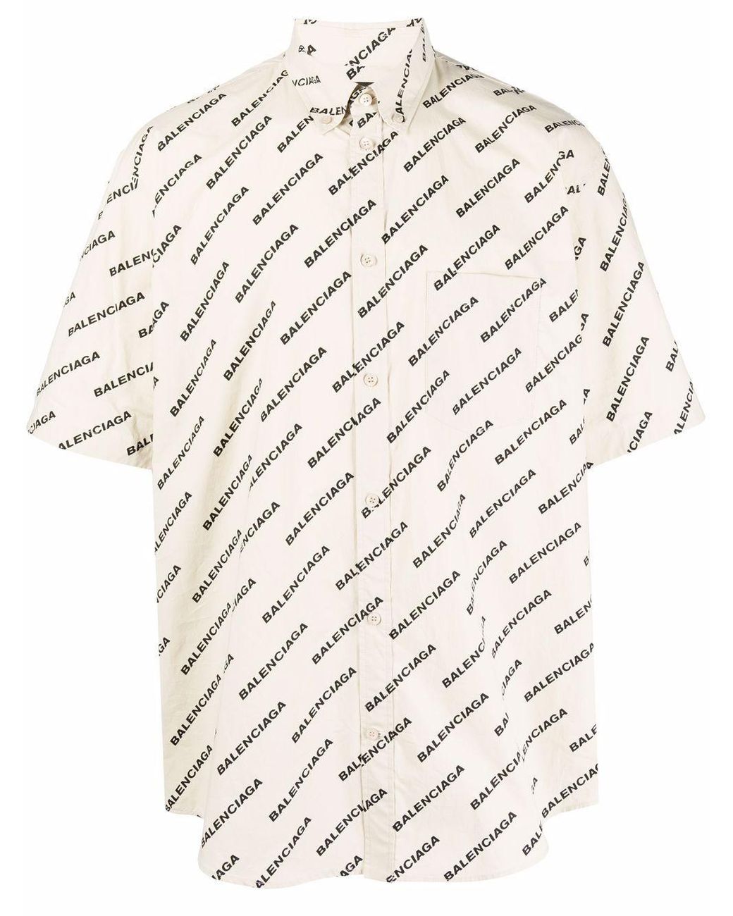 BALENCIAGA  Logo Print Cotton Poplin Button Down Shirt  Men  Lane  Crawford