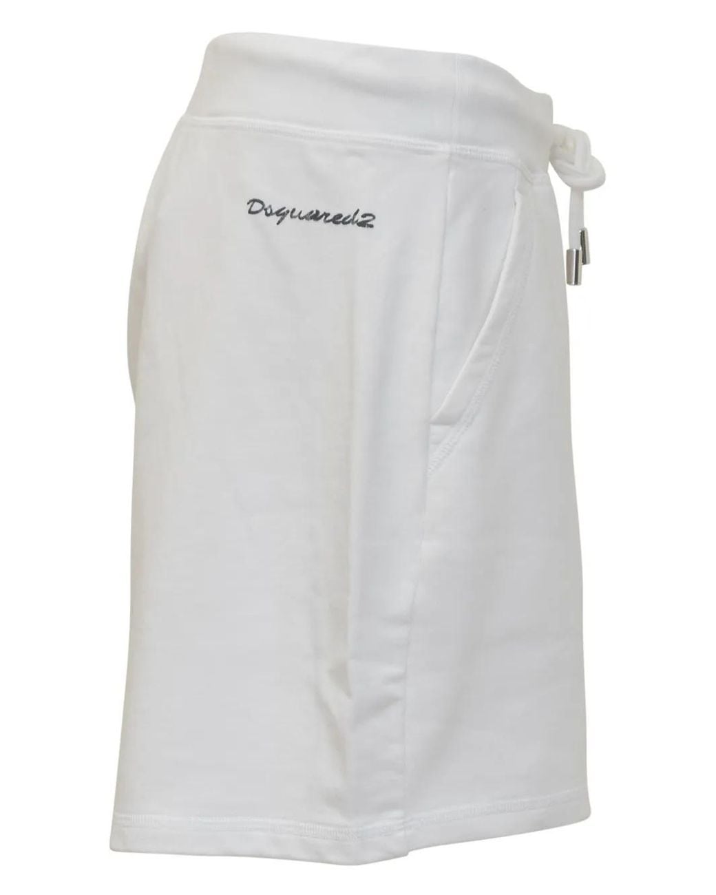 DSquared² White Printed Track Shorts