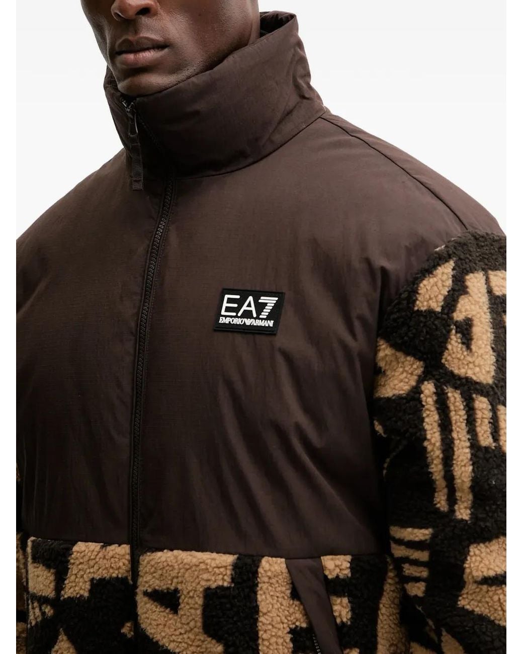 EA7 Black Logo-Patch Jacket for men