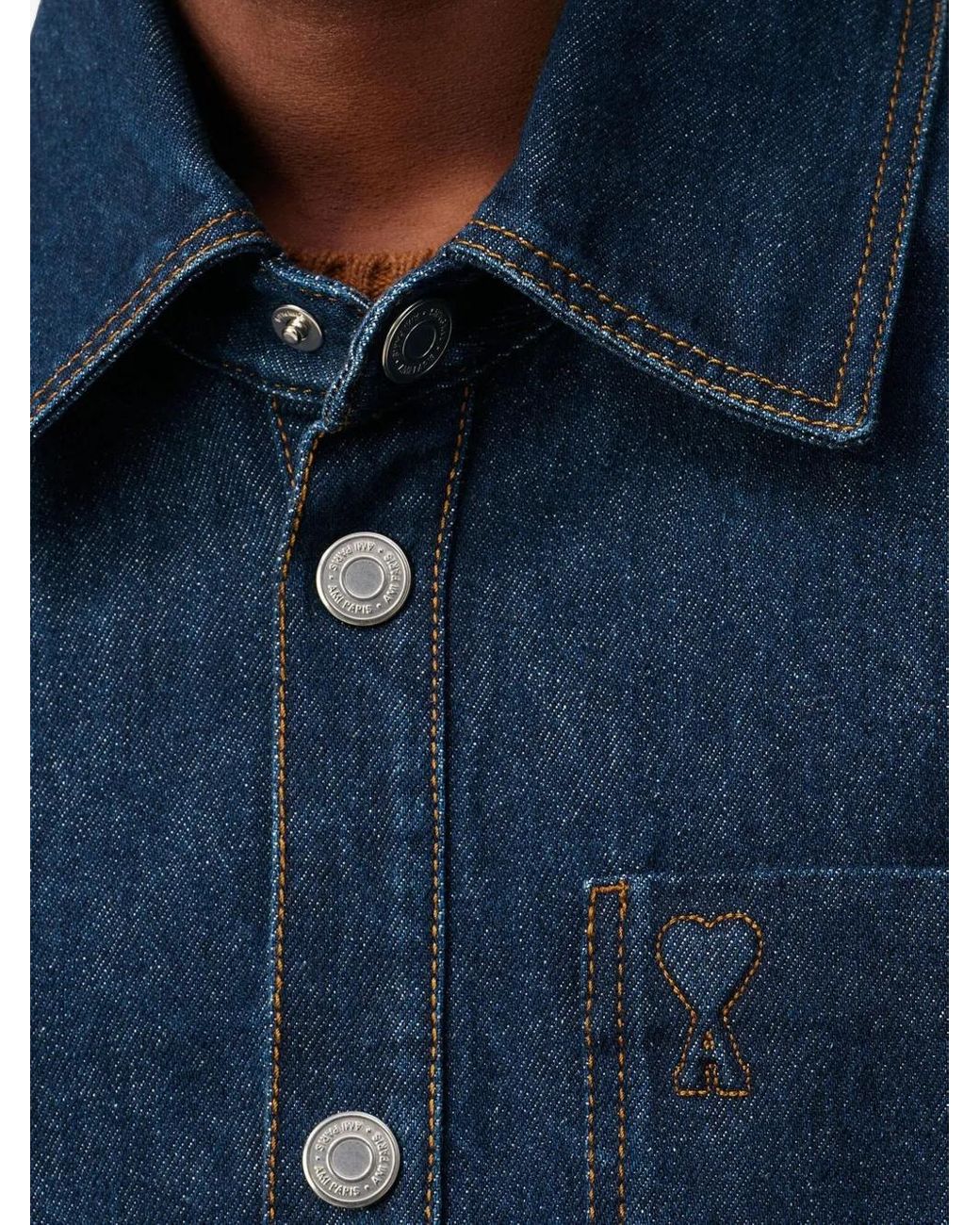 AMI Ami De Coeur Katoenen Shirtjack in het Blue