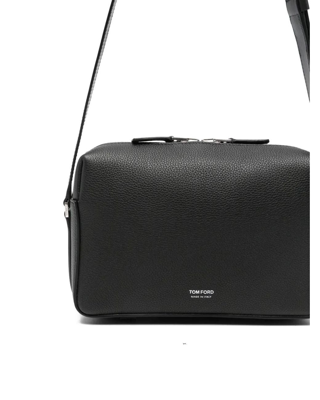 Tom Ford White Grained-Leather Logo-Stamp Messenger Bag for men