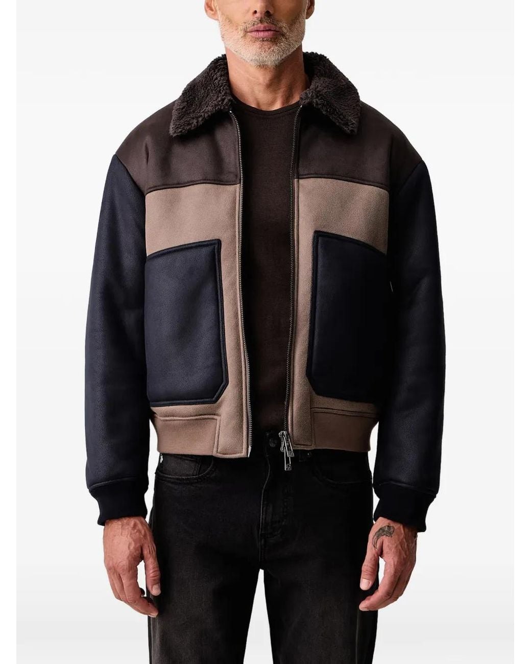 ARMANI EXCHANGE Black Blouson Colour-Block Jacket for men