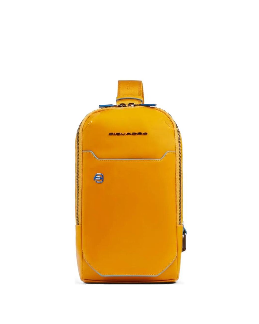 Piquadro Yellow Logo-Detail Leather Crossbody Bag