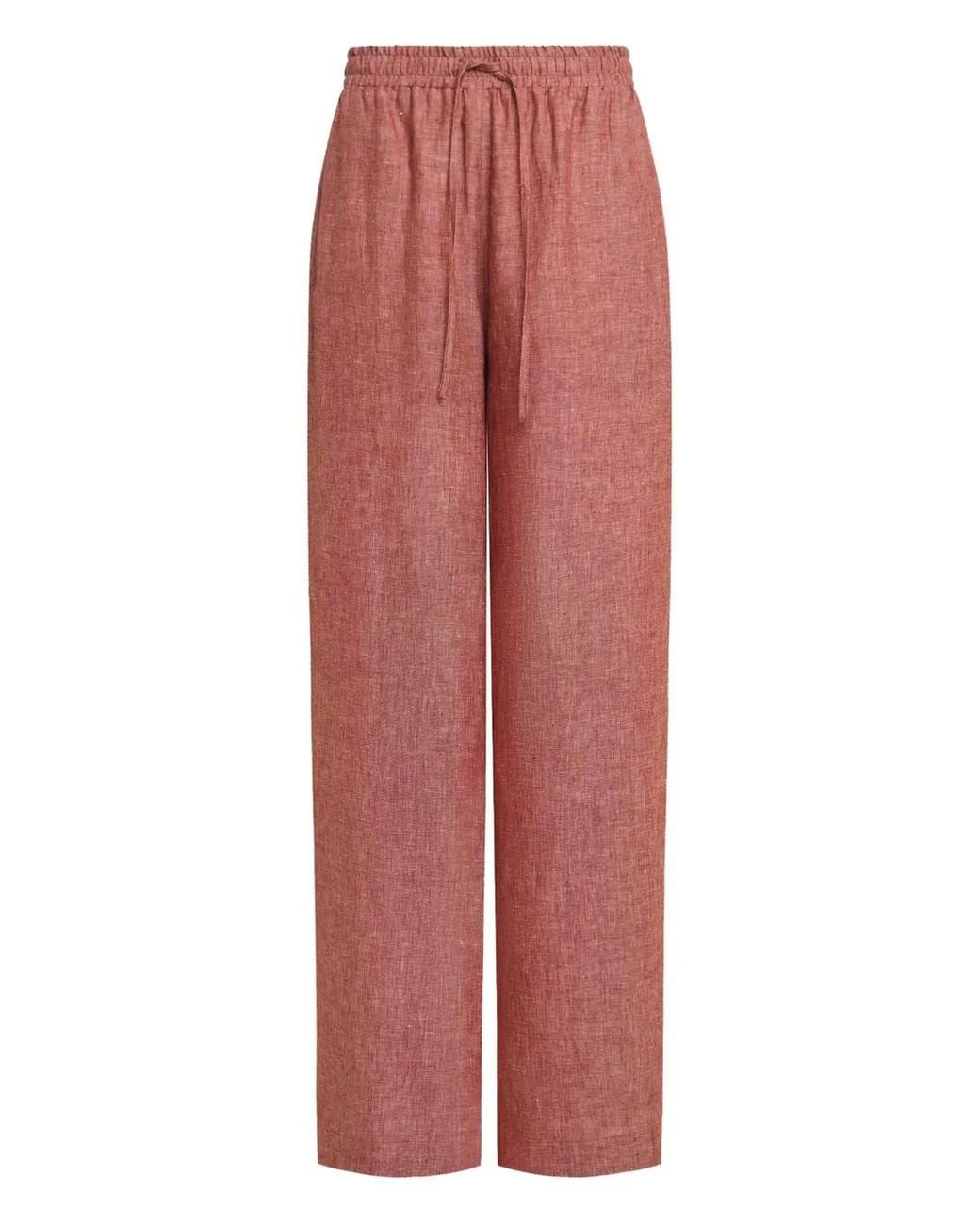 12 STOREEZ Red Drawstring Linen Trousers