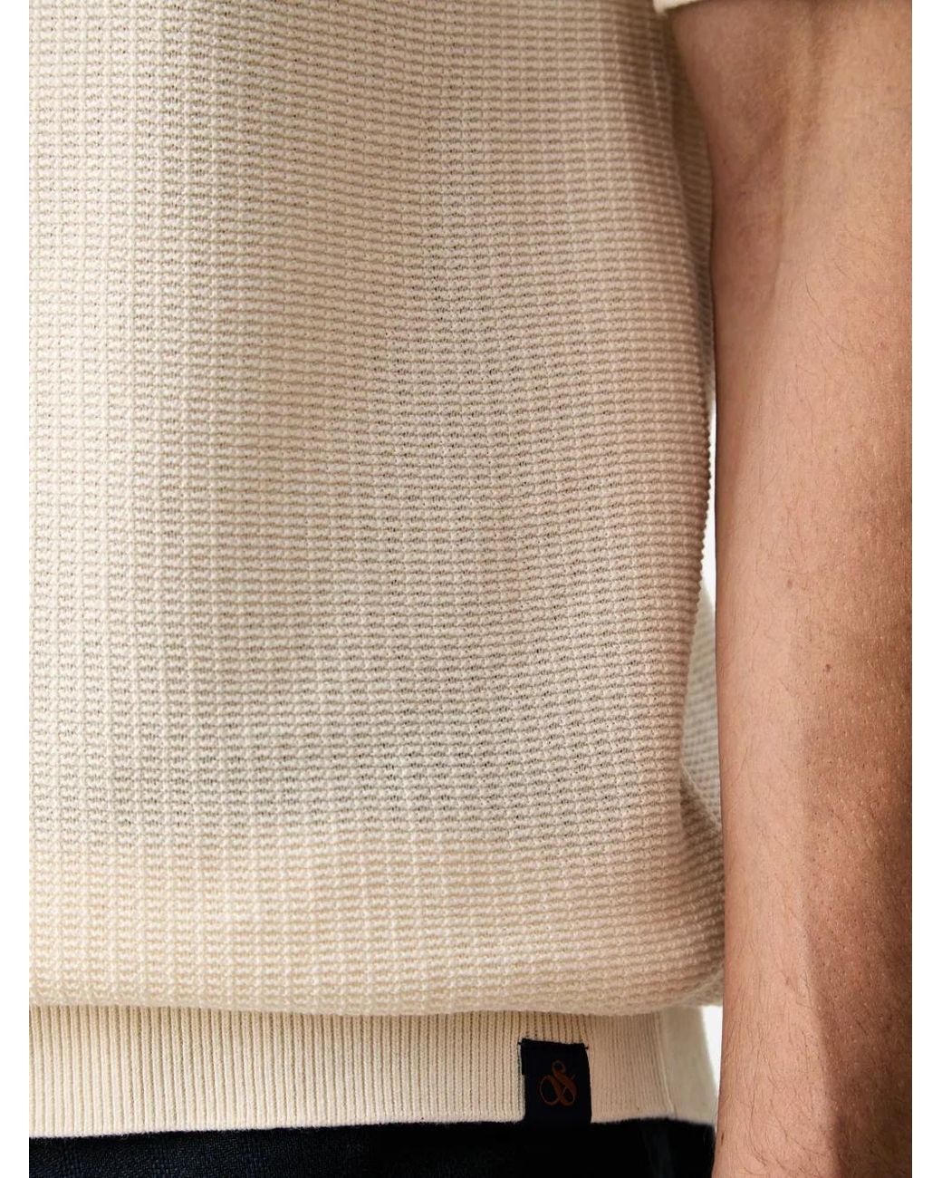 Scotch & Soda White Waffle-Knit Short-Sleeve Polo Shirt for men