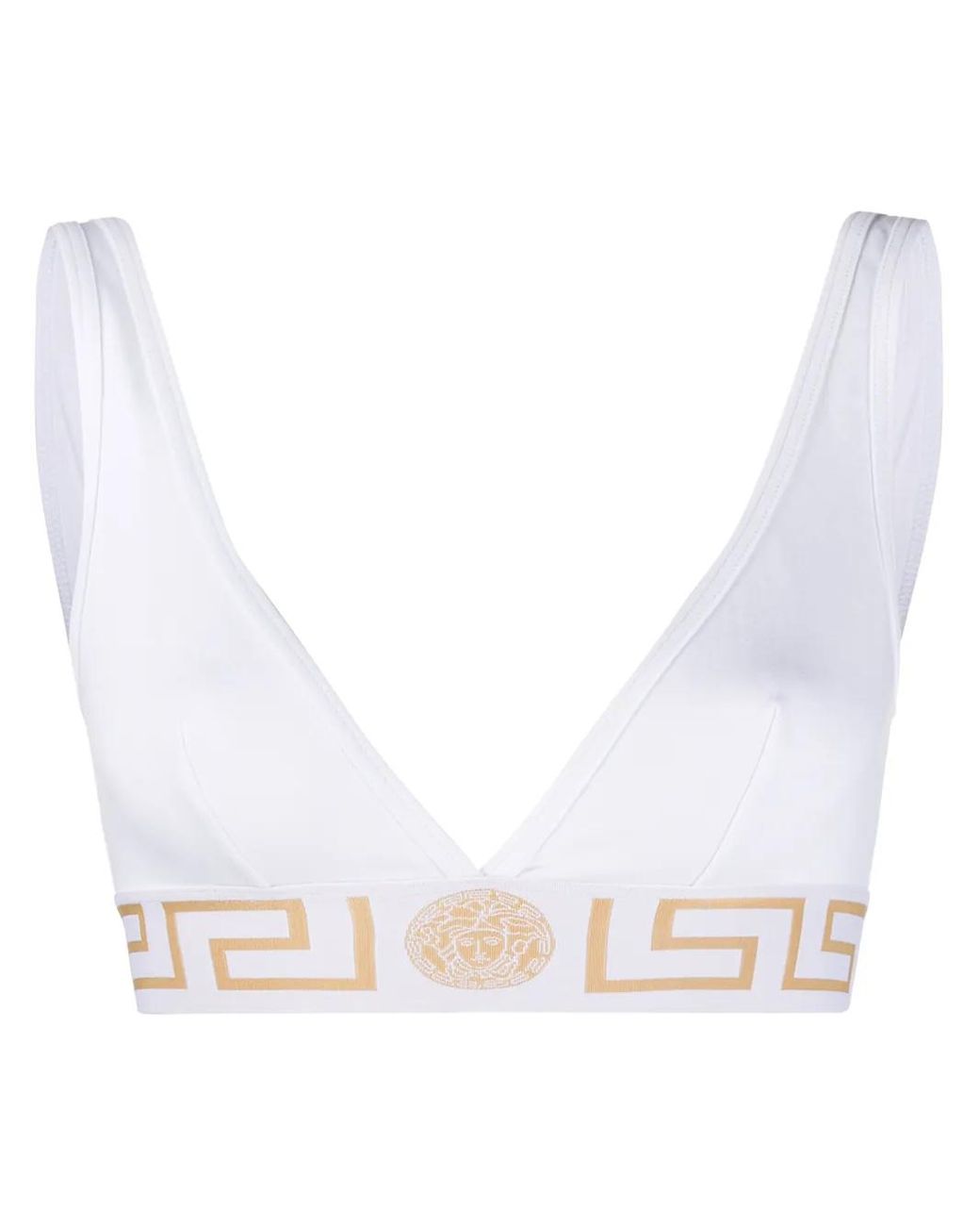 Versace White Greek Key Bandeau Bra