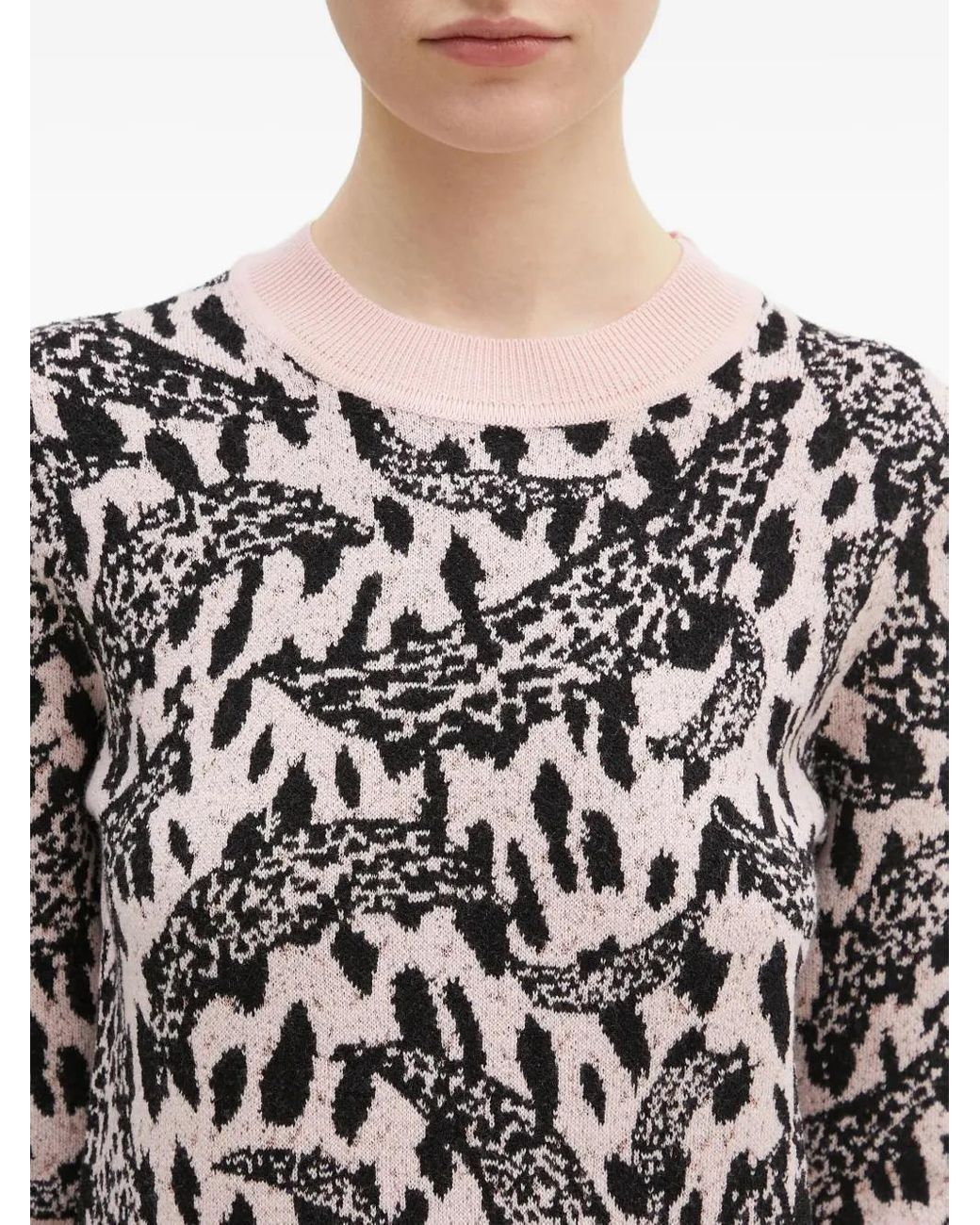 Fiorucci Blue Leopard-Jacquard Crew-Neck Sweater